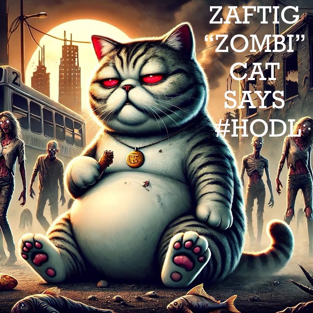 Zaftig “Zombi” Cat #HODLs through the Zombie Apocalypse