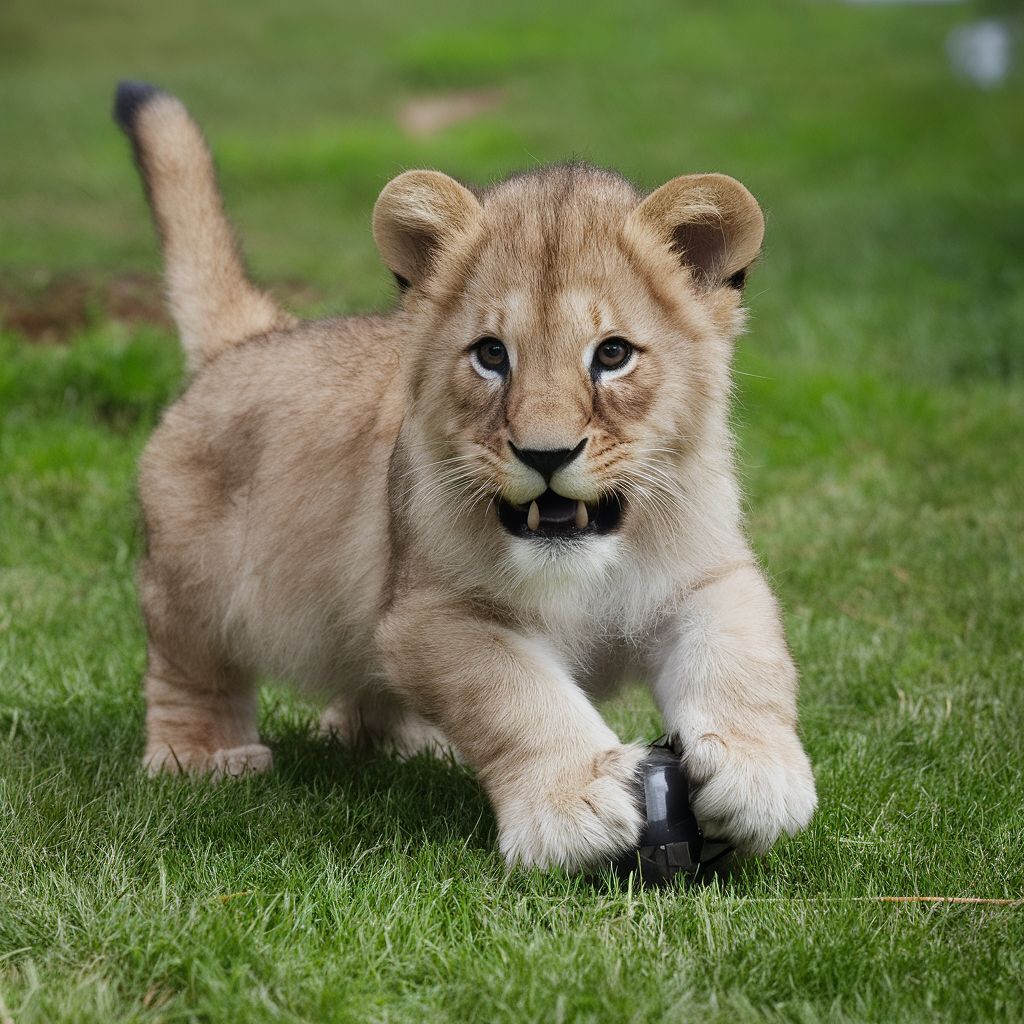 Lion pup playing