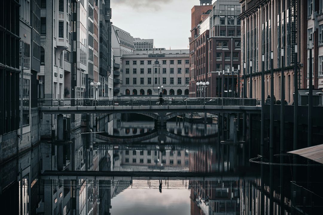 The image shows the Bleichenbrucke Bridge in Hamburg, Germany.  Information about the Bleichenbruck Bridge in Hamburg, Germany could not be found.  Perhaps he was referring to the Kelbrandbrücke, one of the most famous bridges in Hamburg.   The Kelbrandbrücke is a 4—kilometer cable-stayed bridge spanning the Hamburg harbor. 1 was opened in 1974. Until 1991, it remained the largest in the world, with a span width of 325 m and a length of 3940 m