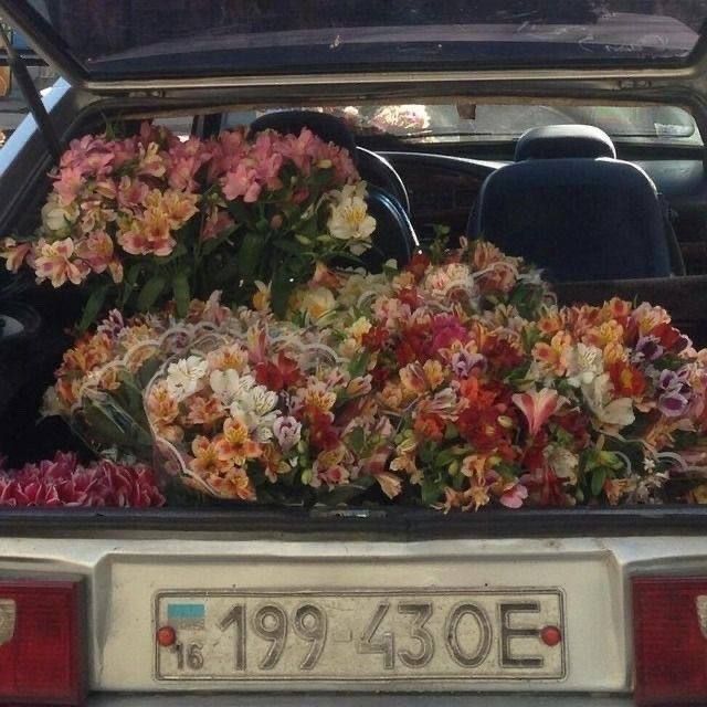 car with flowers