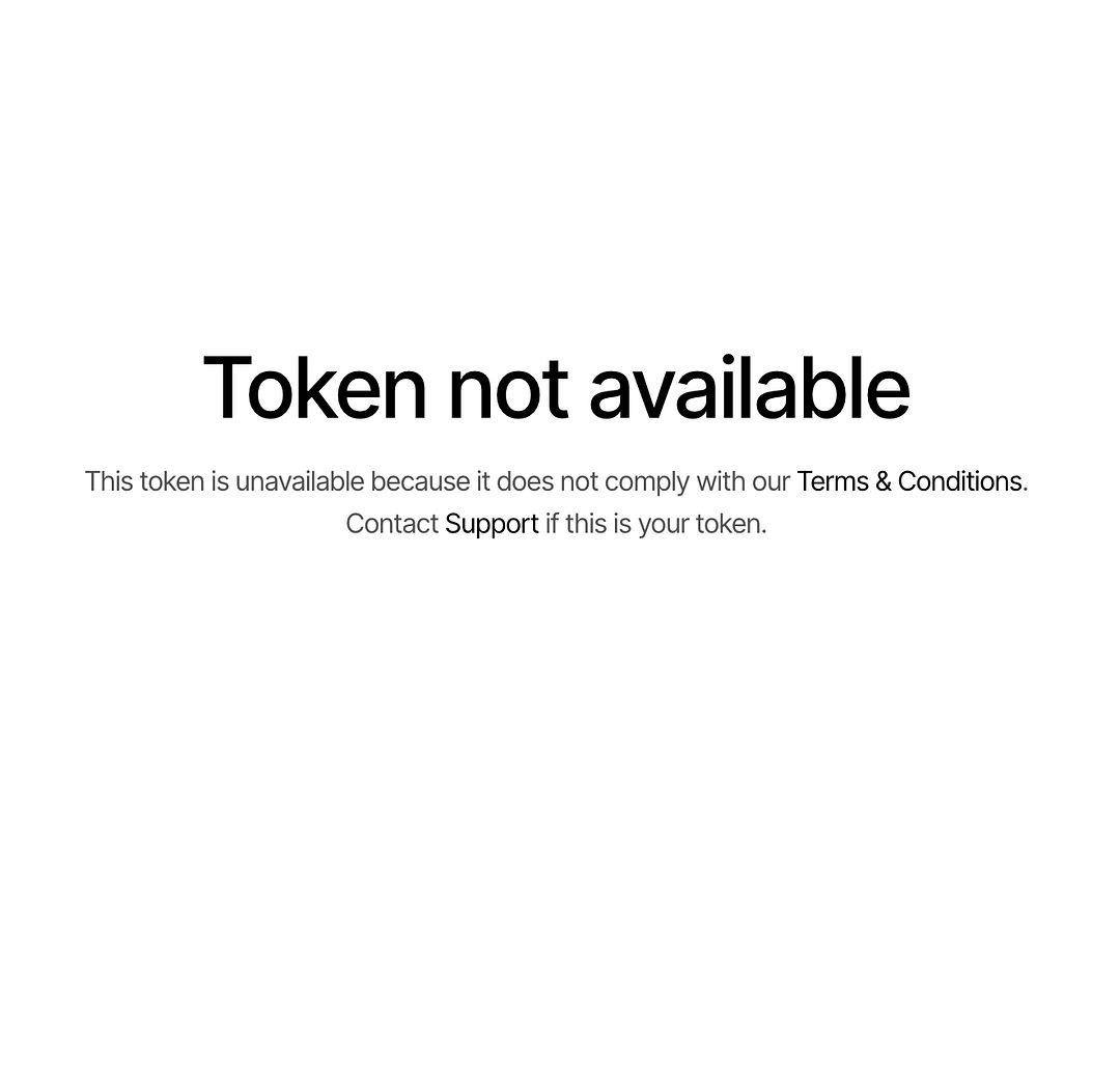 Token not available