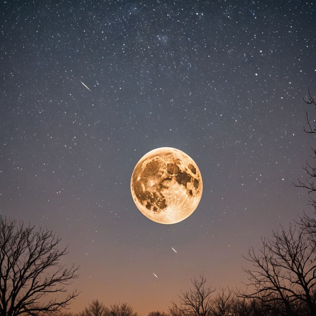 Full moon starry sky