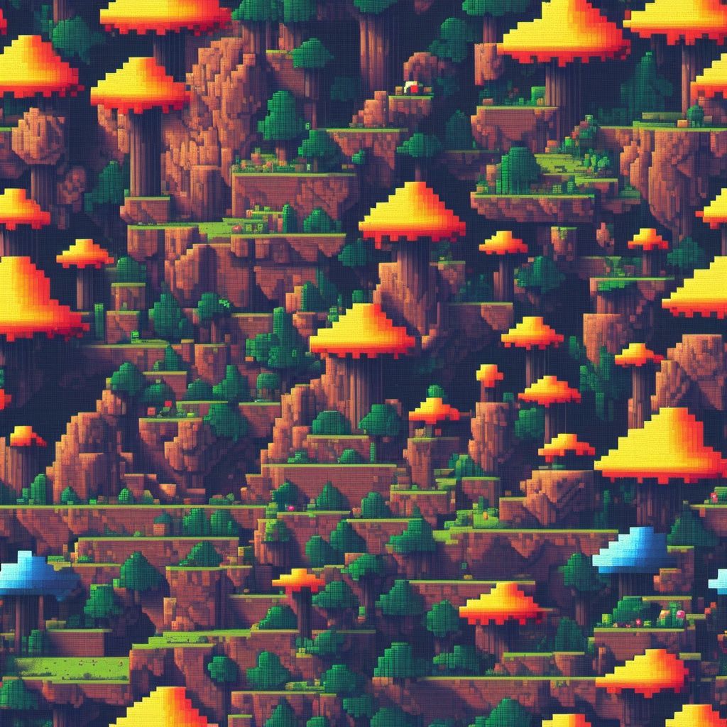 Pixels yellow mushrooms