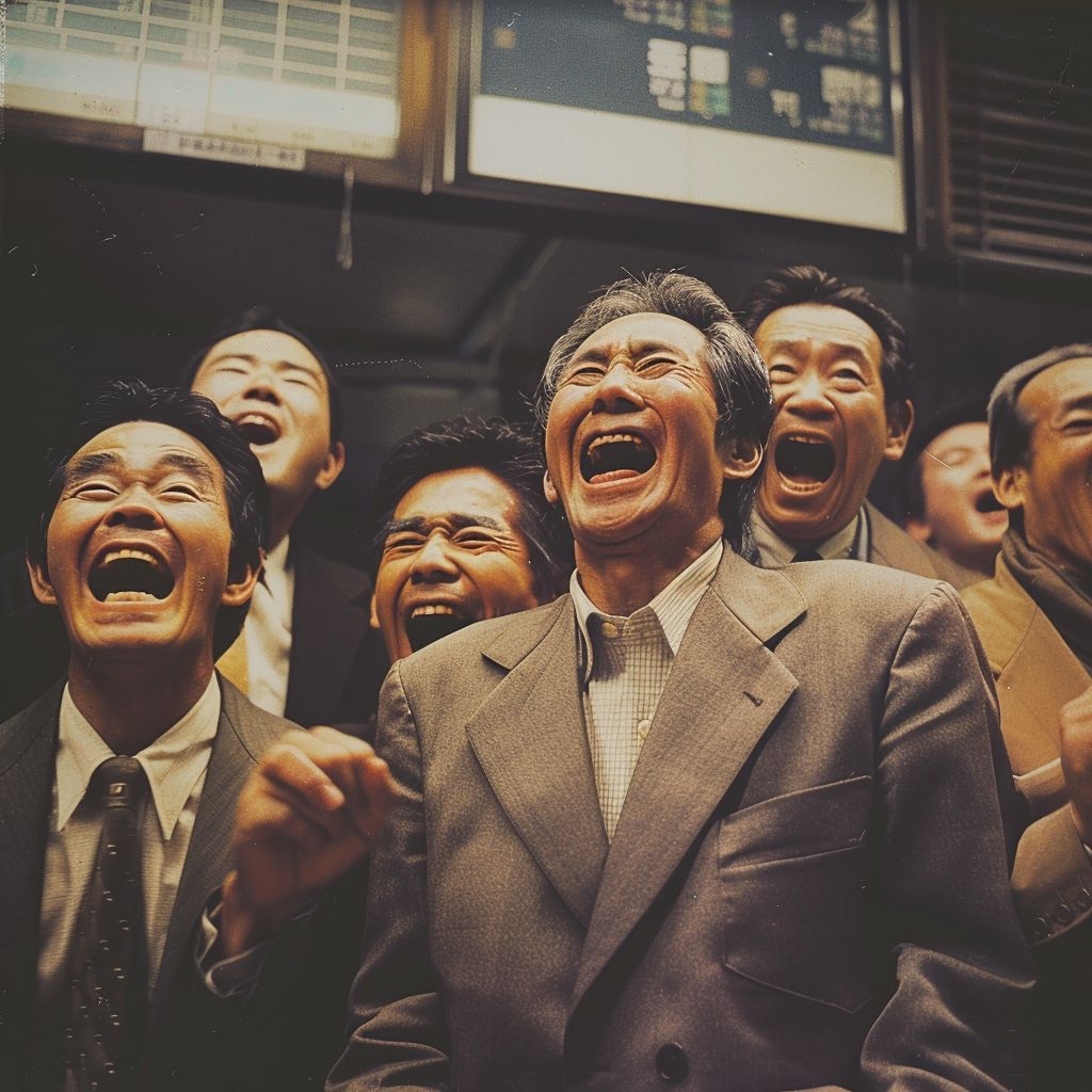 Japanese traders seeing green candles, 1989