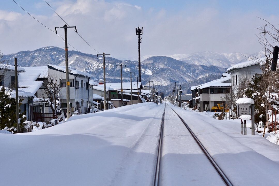 Railway tracks in the snow