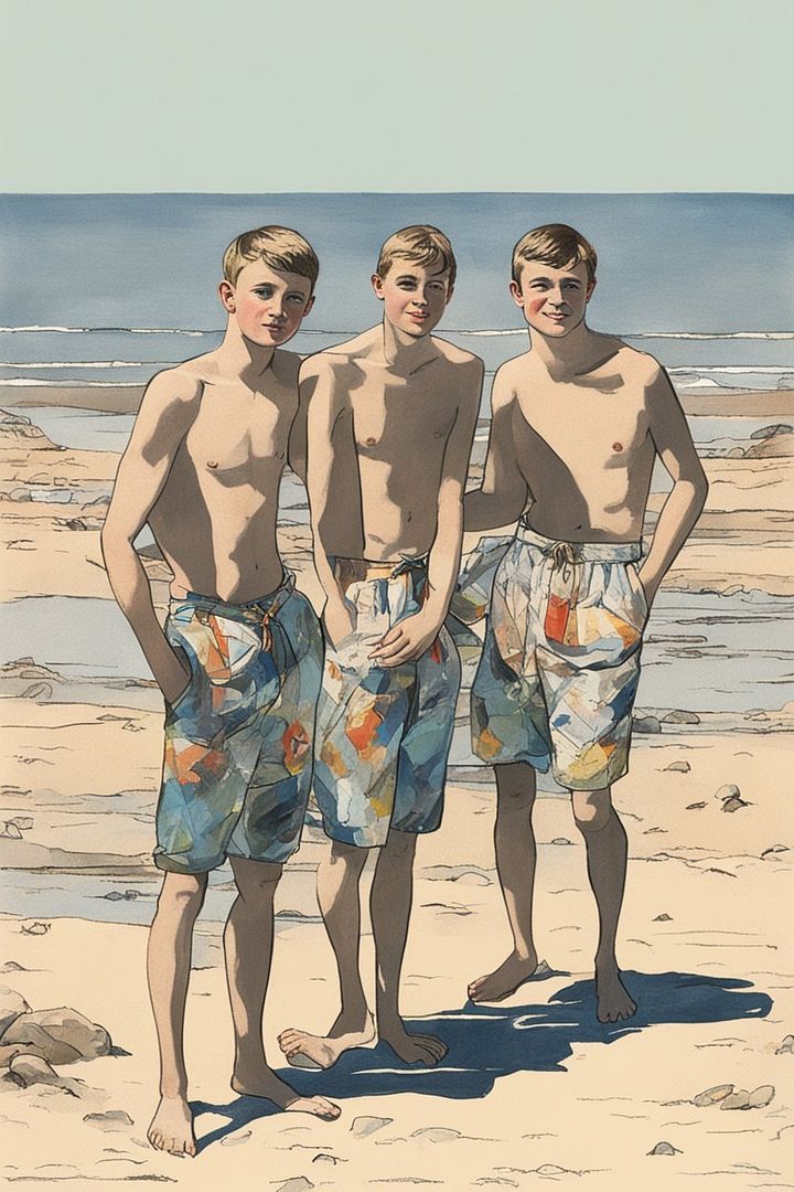 Cute boys on the beach