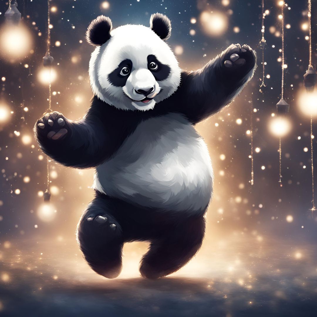 a free-dancing panda