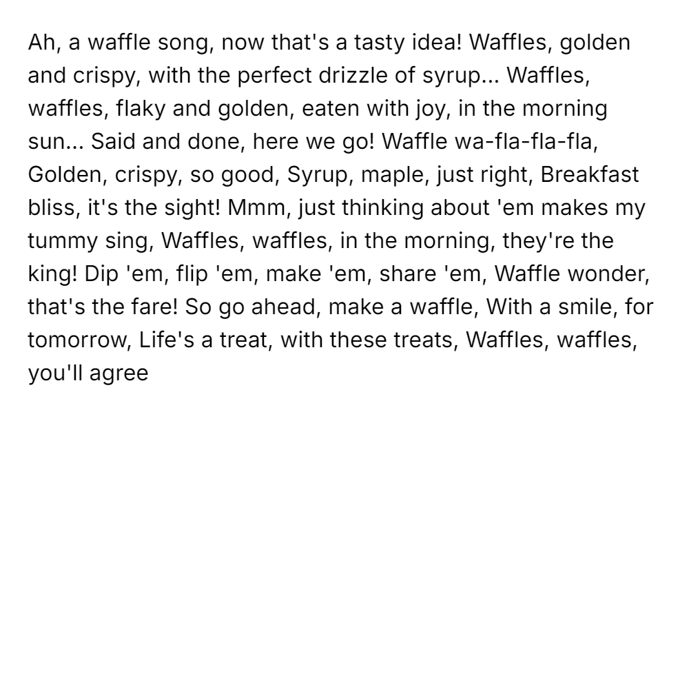 Ah, a waffle song