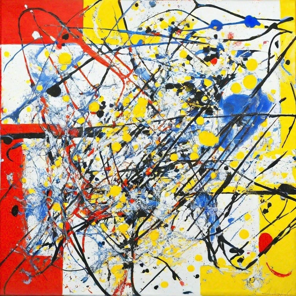 Hommage : Piet Mondrian & Jackson Pollock V3