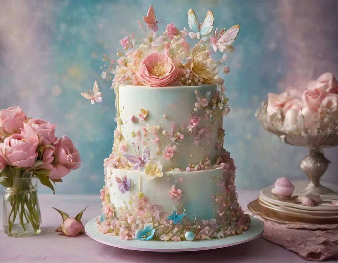 Flower pearl pink cake