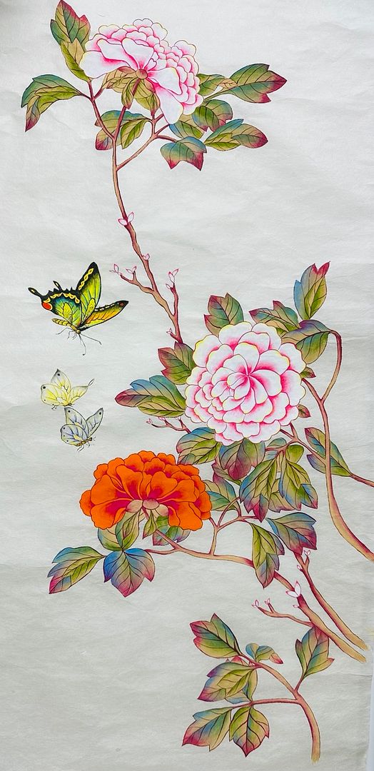 The Peony with butterflies