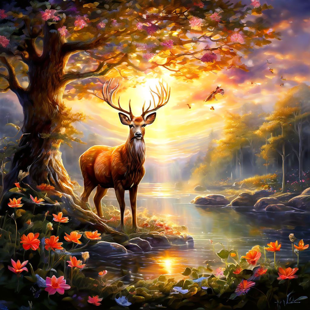 enchanted trees and deer