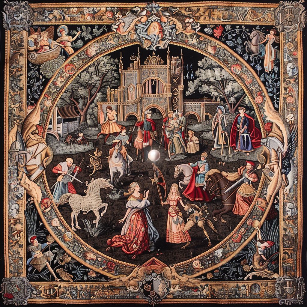 A richly detailed medieval tapestry