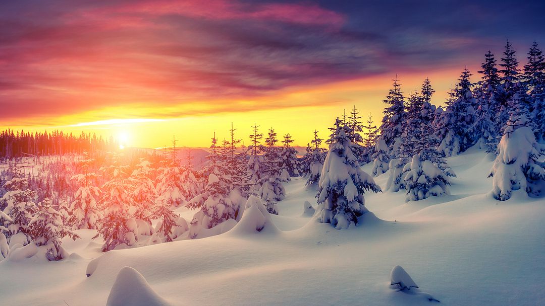 snowy sunset