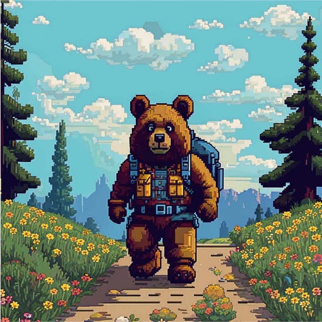 the bear goes on a hike