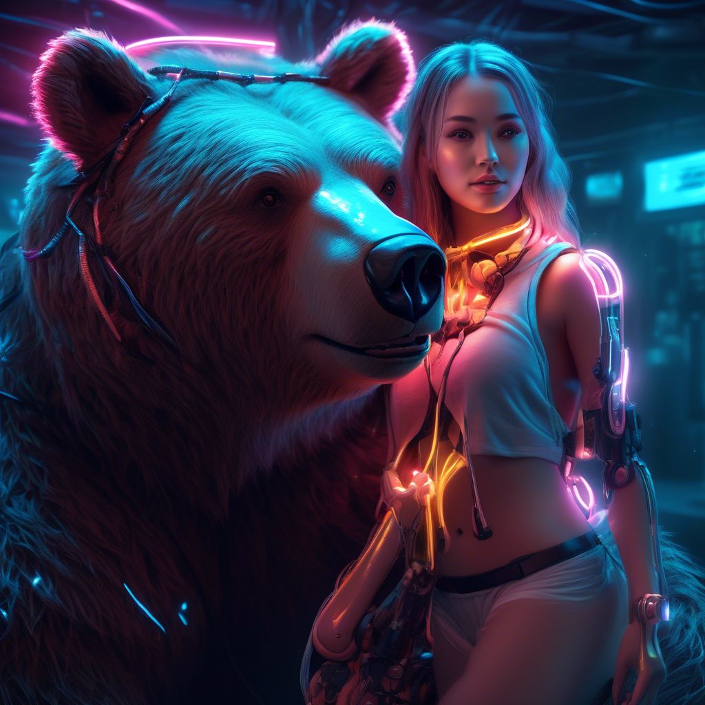 Beautiful girl and bear