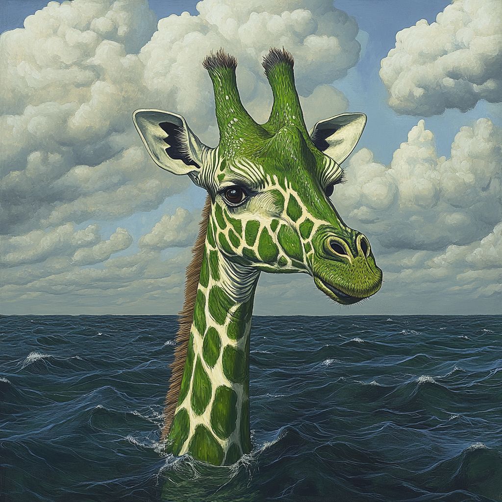 A green giraffe