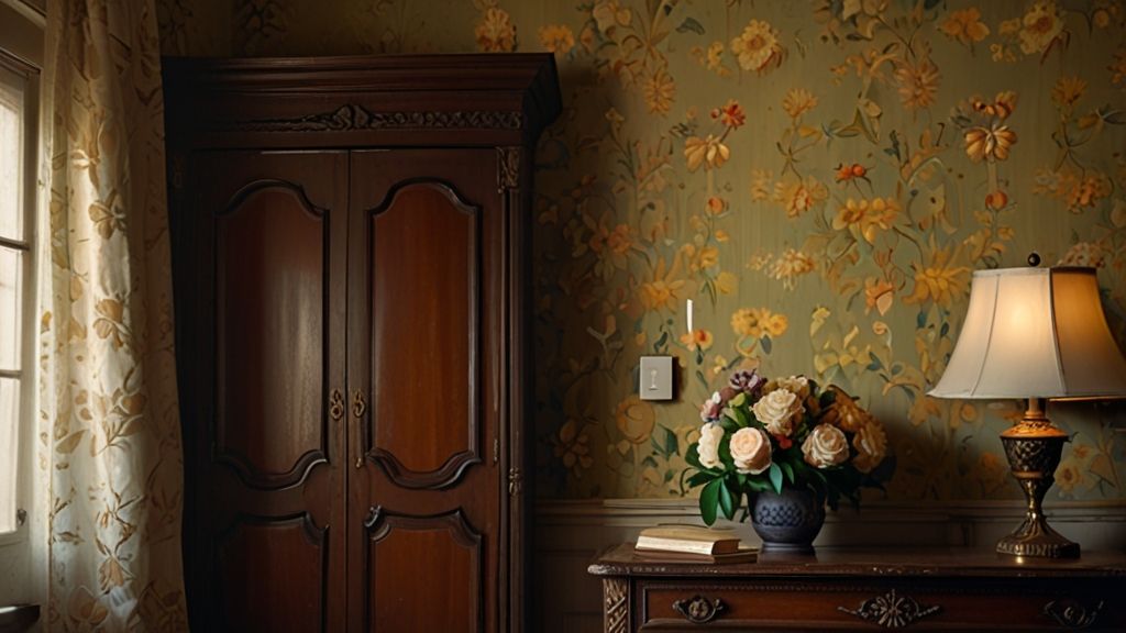 In_a_dimly_lit_vintage_room_the_faded_wallpaper_tells_1