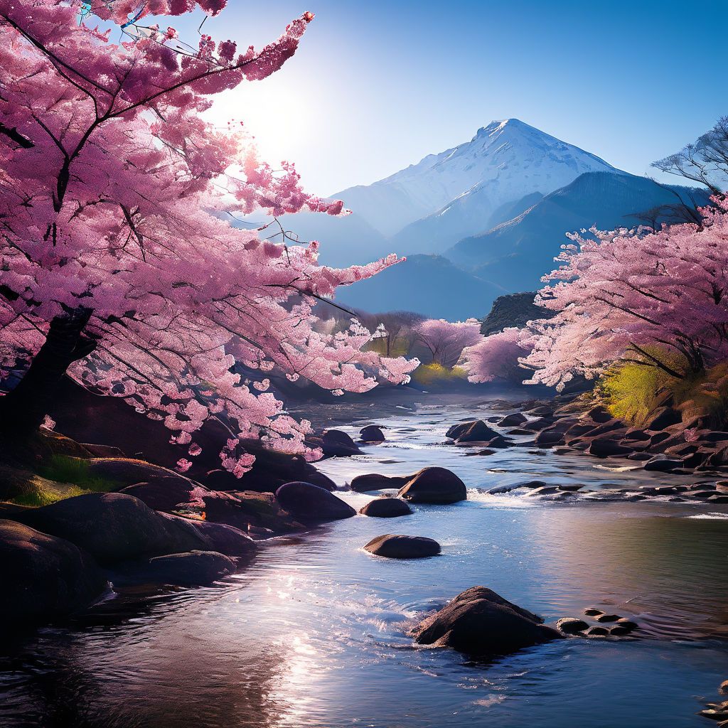 spring-cherry-blossomsbirdmountainwater