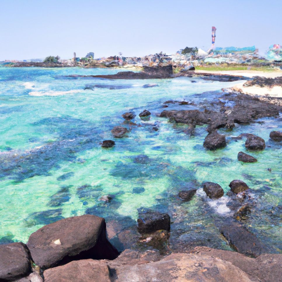 Jeju Island's beautiful emerald sea