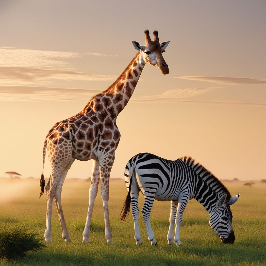 giraffe and a zebra