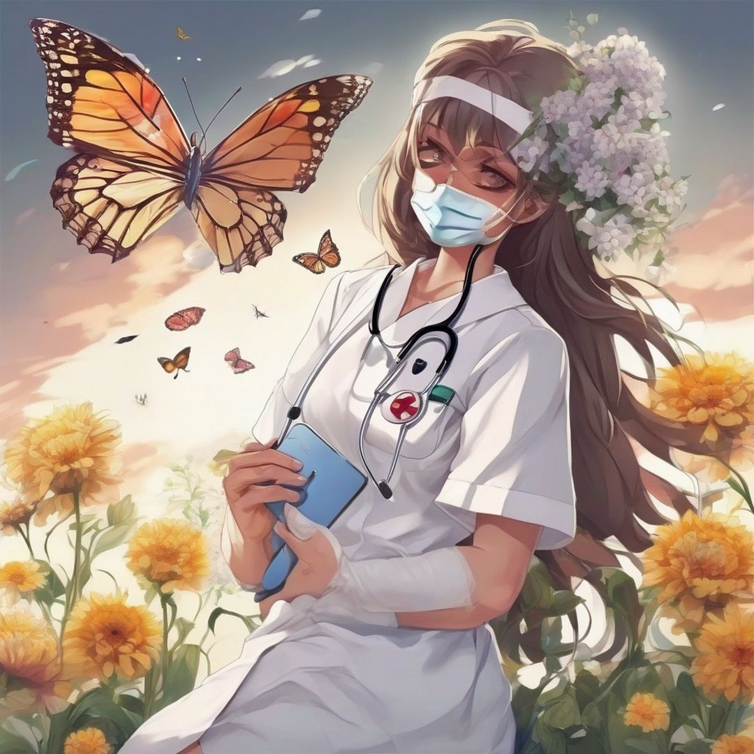 Nurse and butterflies