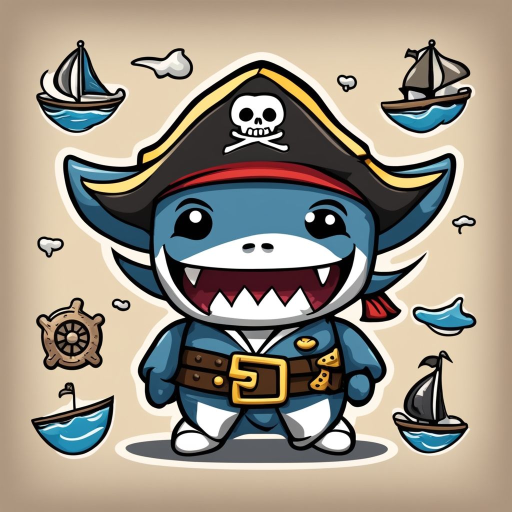 Smiling Little Shark #2 - Pirate Captain