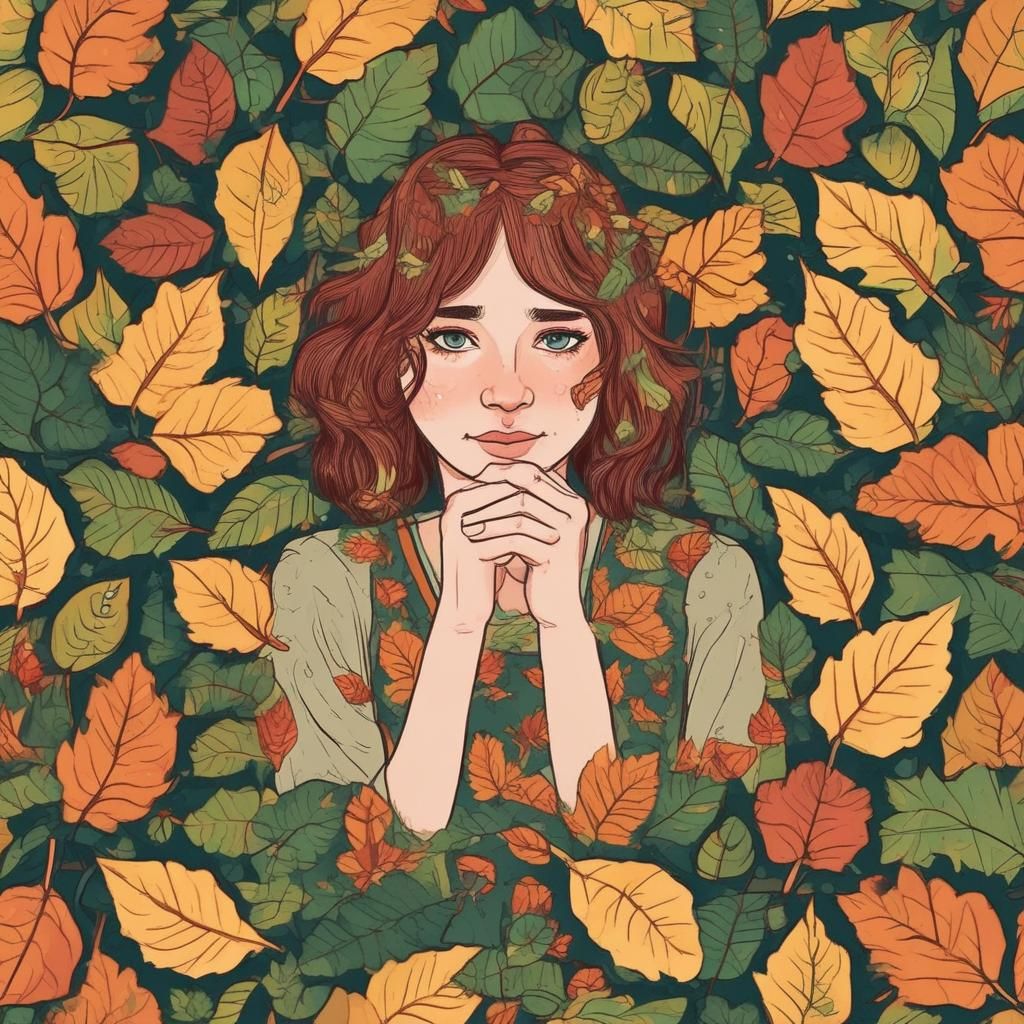 Leaves, girl