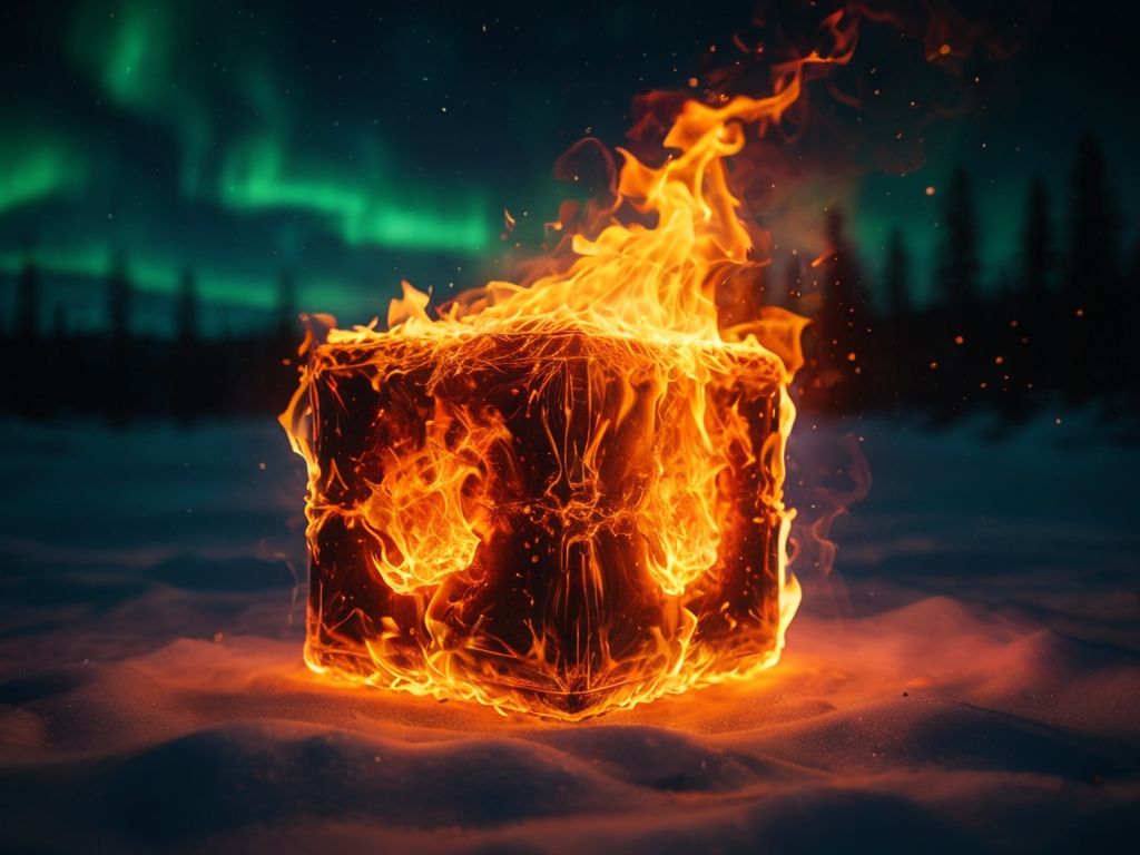 The cube is on fire