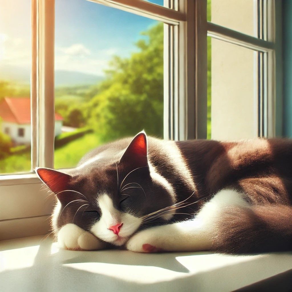 Cat sleeping by the window