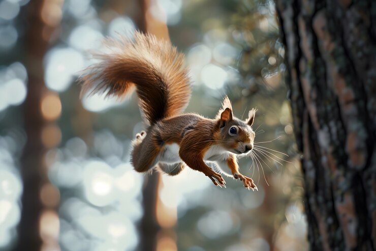 Realistic squirrel jumping