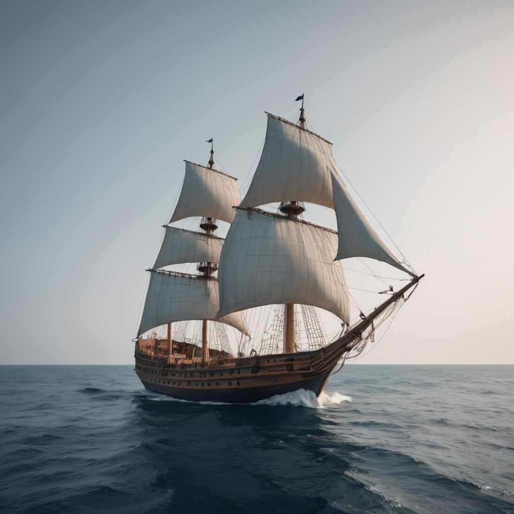 ancient ship sailing on the high seas