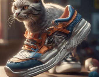 cat in sneakers