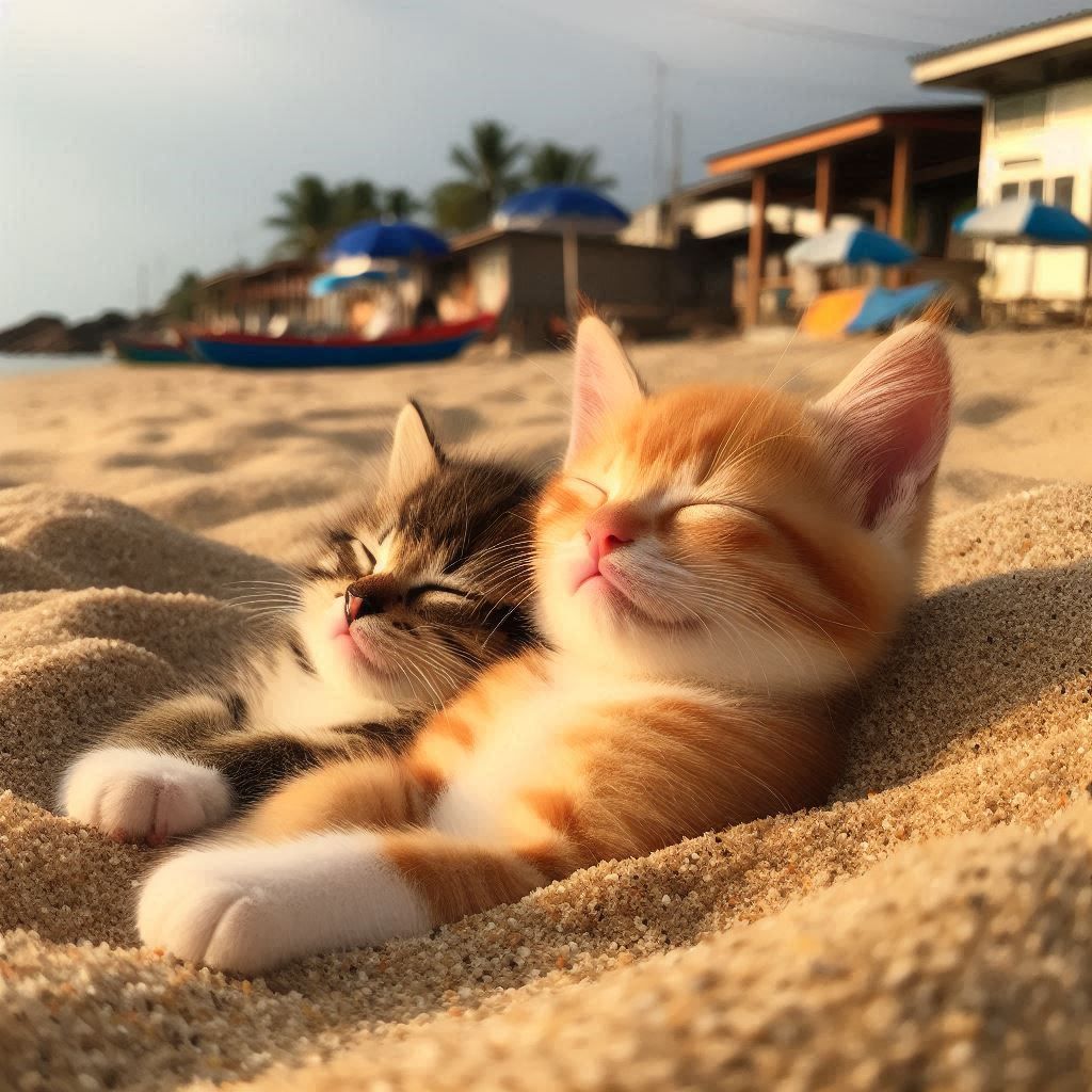 A cat on the beach