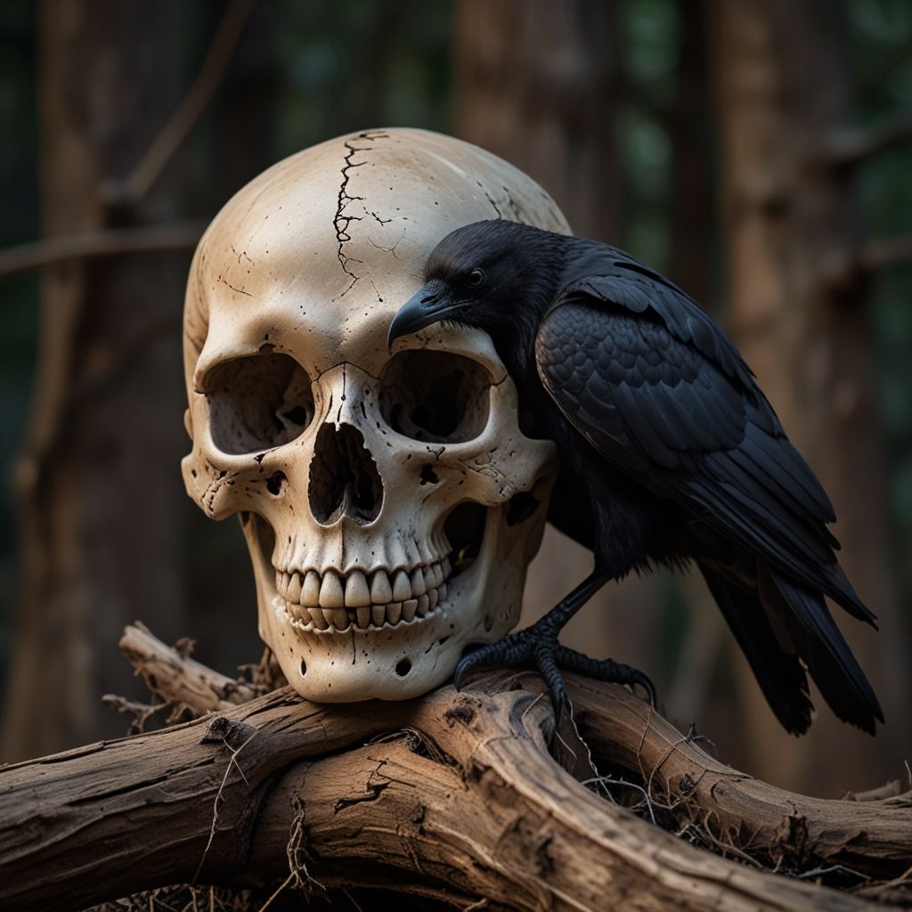 black raven on a skeleton v.2