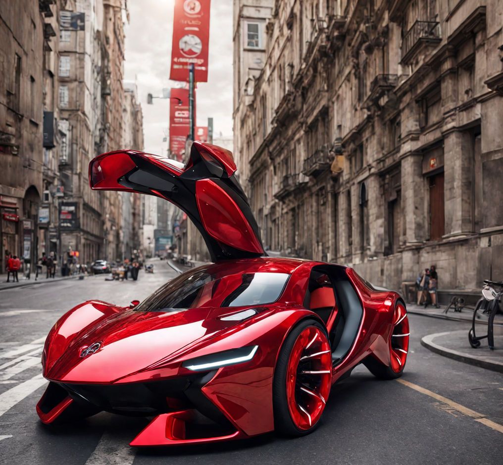 un-coche-futurista-del-ao-2050-en-color-rojo-intenso-con-un-diseo-remodelado-y-elegante-tiene-un-126849197