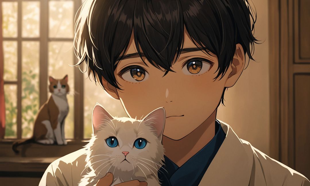 boy and cat