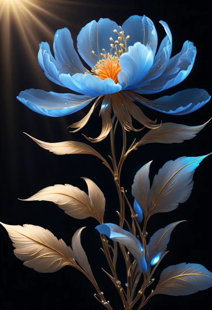 illustration, blue flower