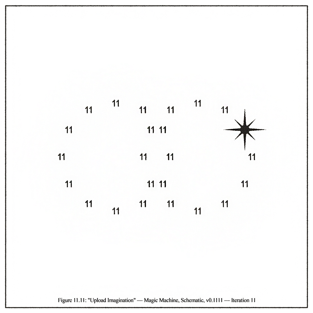 figure 11.11: "upload imagination" — magic machine, schematic, v0.1111 — iteration 11