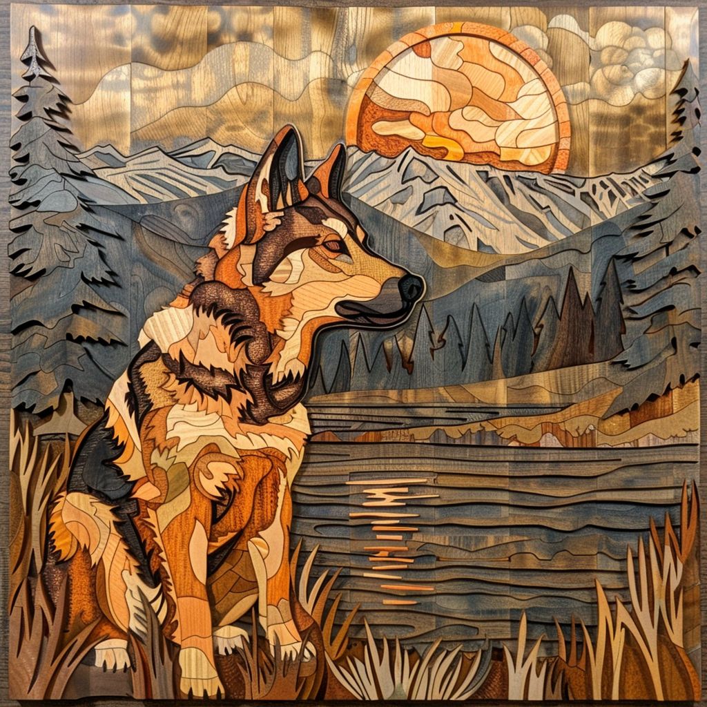 Sunrise and Shepherd  日の出とシェパード犬