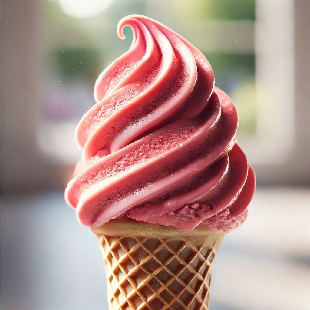 Strawberry ice cream cone