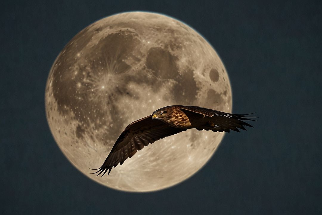 HAWK IN THE MOON