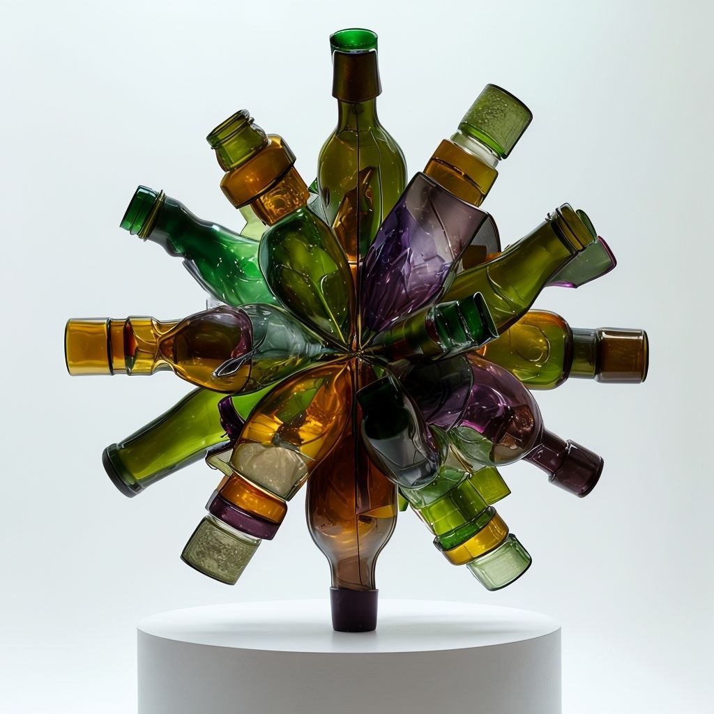 Vibrant Abstract Sculpture Made From Recycled Glass Bottles