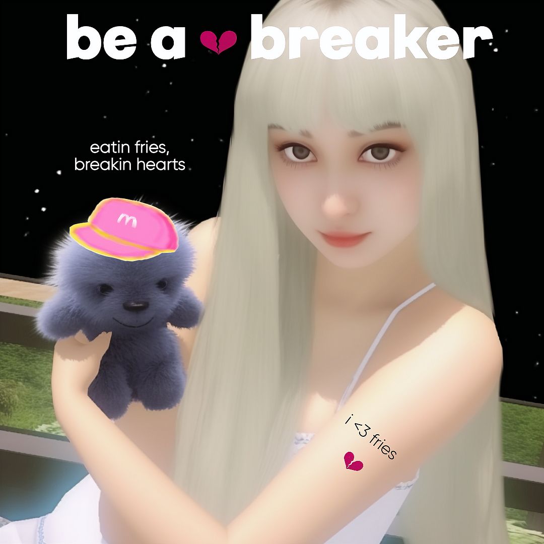 Be a <3 breaker: eatin fries breakin _3