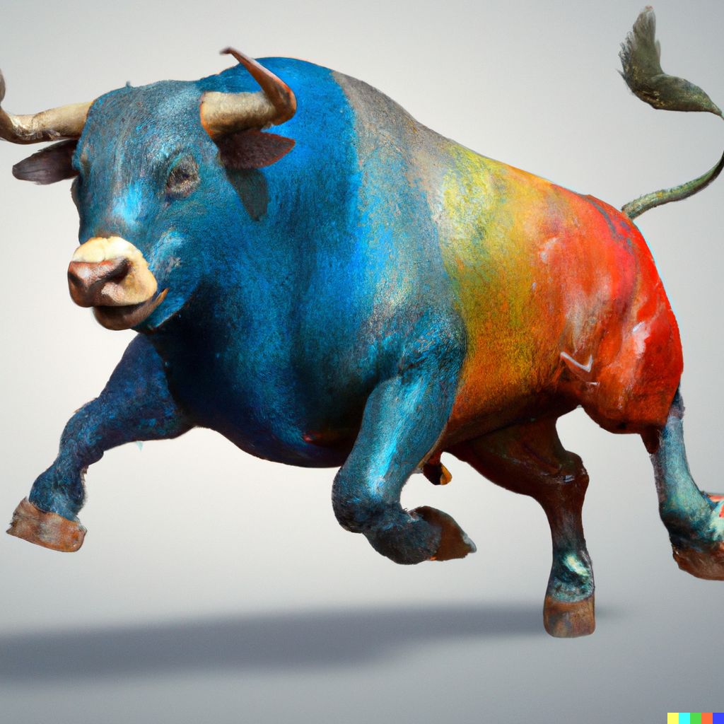 A colourful wall street bull