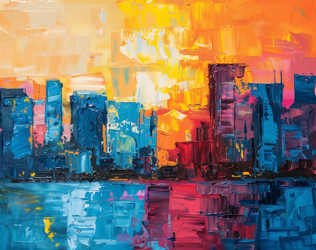 City Skyline - Abstract Impasto