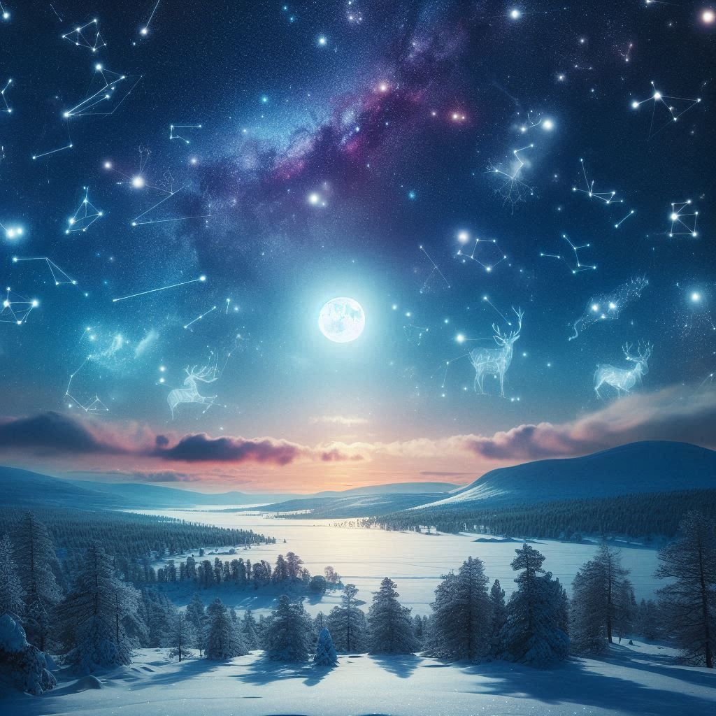 Winter starry sky