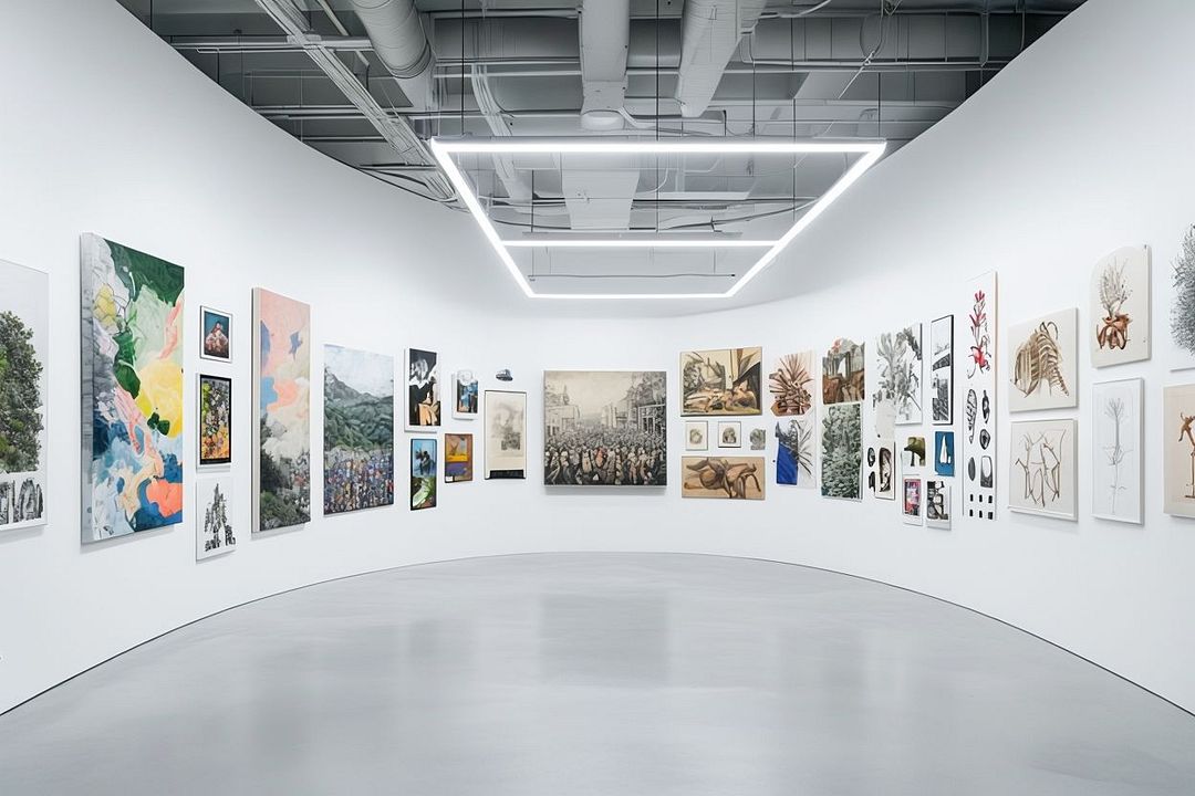 Wide-Angle View Of A Modern Art Gallery Interior