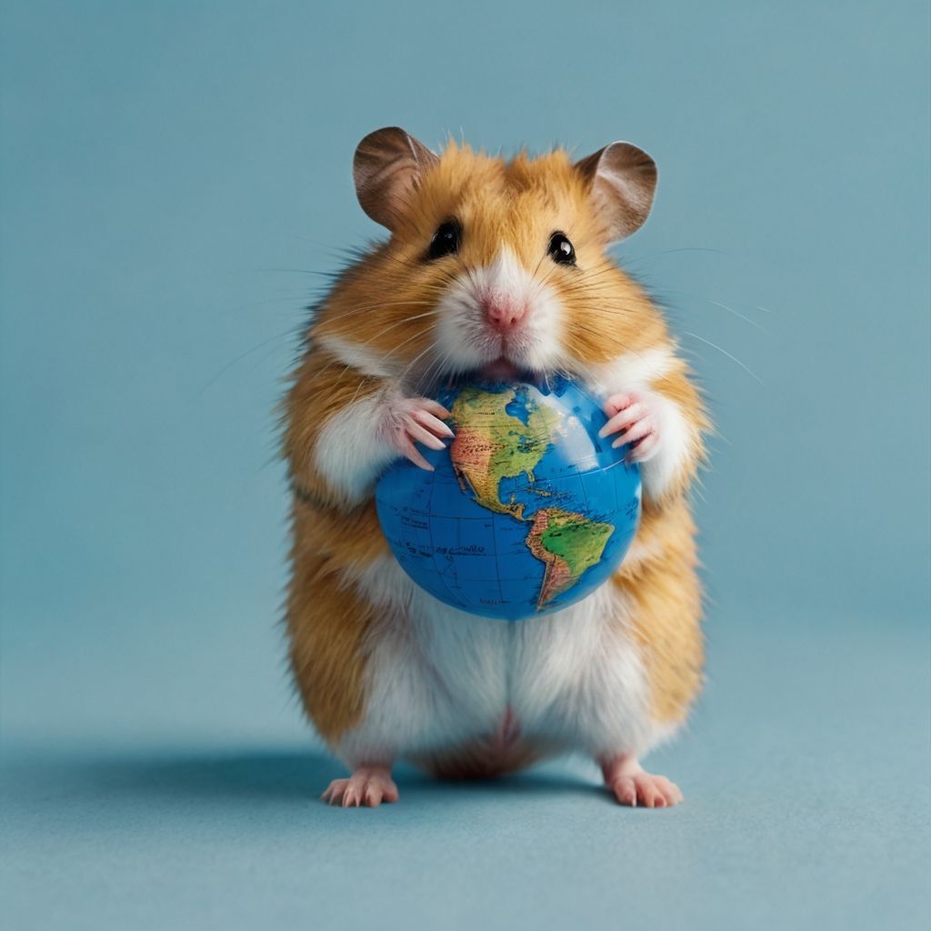 Default_A_hamster_holding_a_blue_globe_2