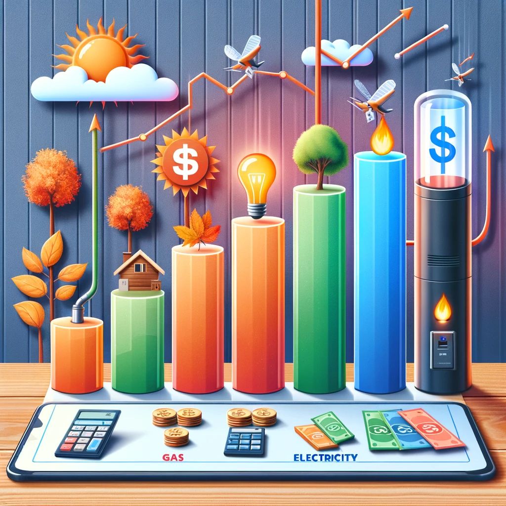 DALL·E 2023-11-29 10.01.54 - A graph comparing the costs of different fuel types for home heating, with bars representing gas, electricity, and renewable energy sources, to analyz